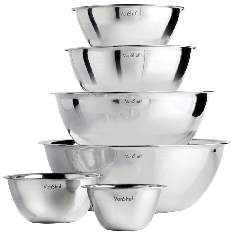 Professional 6 Piece Stainless Steel Mixing Bowl Set 